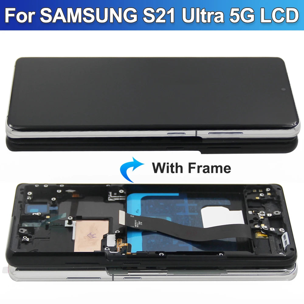 Pantalla S21 Ultra AMOLED para Samsung Galaxy S21 Ultra 5G G998B G998B/DS pantalla táctil Lcd con huellas dactilares con marco