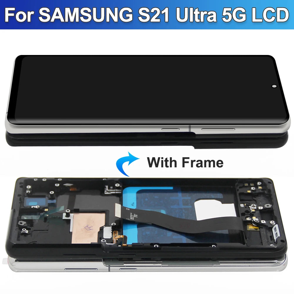 Pantalla S21 Ultra AMOLED para Samsung Galaxy S21 Ultra 5G G998B G998B/DS pantalla táctil Lcd con huellas dactilares con marco