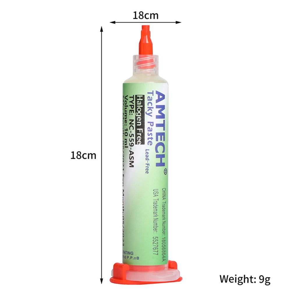 Flux Soldadura Amtech NC-559 en Jeringa (10ml) para Electrónica/BGA/SMD/PCB Reparación