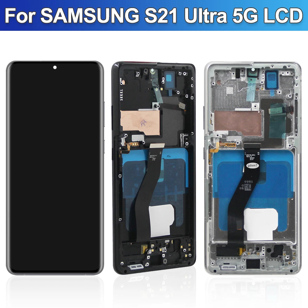 Pantalla S21 Ultra AMOLED para Samsung Galaxy S21 Ultra 5G G998B G998B/DS pantalla táctil Lcd con huellas dactilares con marco