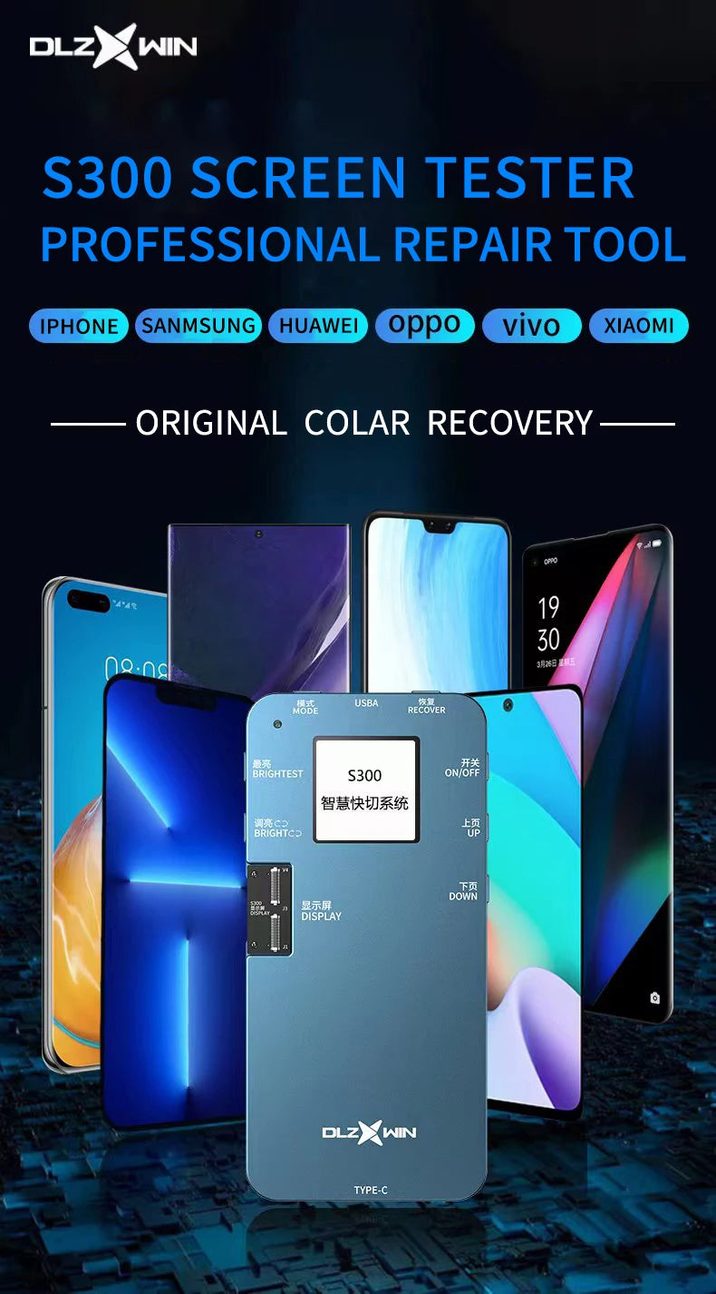 New DL S300 6in1 LCD Screen Tester Machine For iPhone Samsung Huawei Oppo Vivo Xiaomi Test (All In One Version) True Tone Repair
