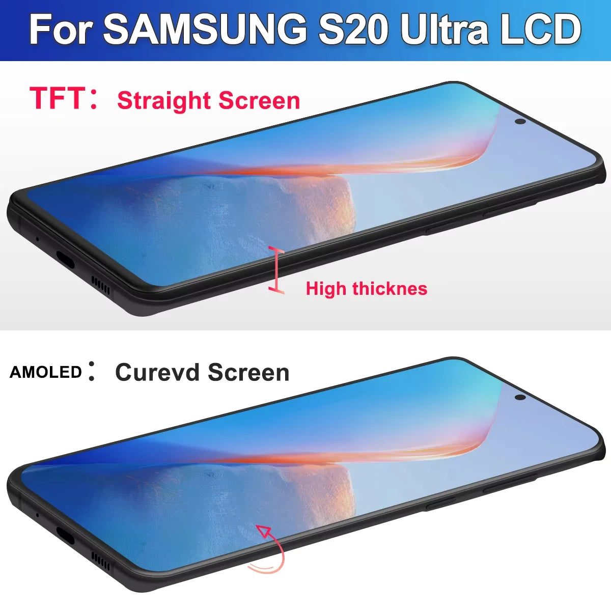 AMOLED/TFT S20 Ultra LCD con marco para Samsung S20 Ultra 5G LCD G988 G988B SM-G988U pantalla táctil digitalizador de repuesto