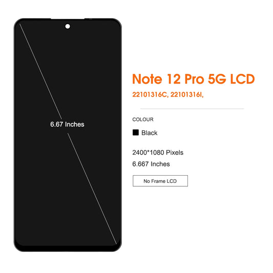 Pantalla AMOLED con Marco y Digitalizador Táctil para Xiaomi Redmi Note 12 Pro 5G (22101316C) (Reemplazo)