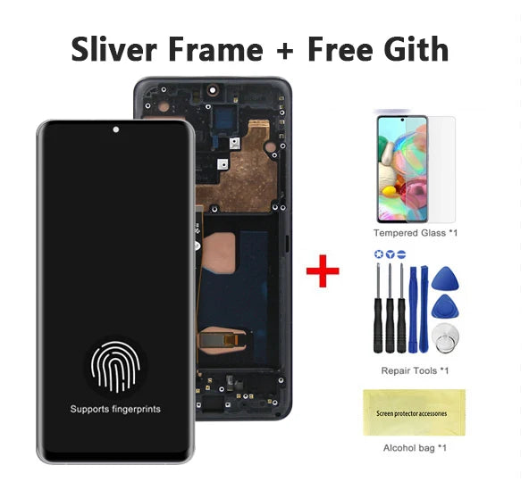 Para Samsung S20 Ultra G988B AMOLED marco de pantalla LCD reemplazo del digitalizador de pantalla táctil con soporte de huellas dactilares para S20 Ultra