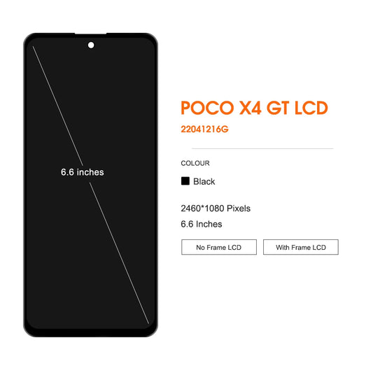 6.6'' For Xiaomi POCO X4 GT 22041216G LCD Display Touch Screen Digitizer Replacement For Xiaomi Poco X4GT Display With Frame