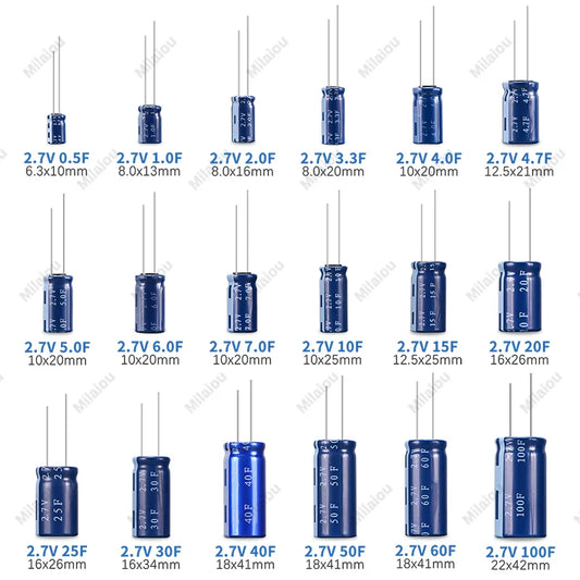 Supercapacitores Farad 2.7V - Varios Valores (0.5F a 100F)