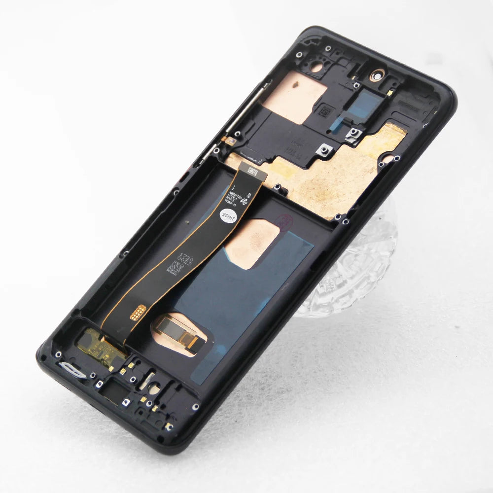 Para Samsung S20 Ultra G988B AMOLED marco de pantalla LCD reemplazo del digitalizador de pantalla táctil con soporte de huellas dactilares para S20 Ultra
