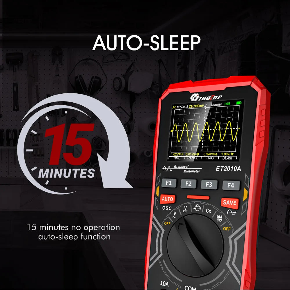 Osciloscopio y Multímetro Digital 2 en 1 Tooltop ET2010A (1MHz, 2.5MSps) Portátil