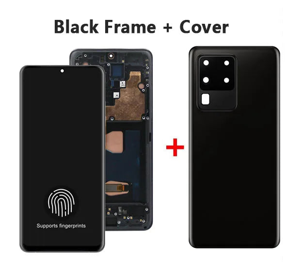 Para Samsung S20 Ultra G988B AMOLED marco de pantalla LCD reemplazo del digitalizador de pantalla táctil con soporte de huellas dactilares para S20 Ultra