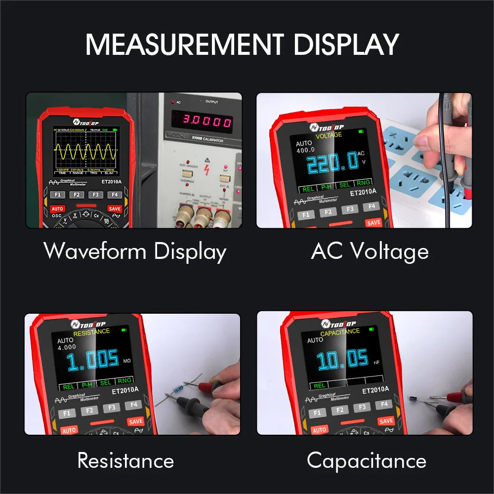 Osciloscopio y Multímetro Digital 2 en 1 Tooltop ET2010A (1MHz, 2.5MSps) Portátil