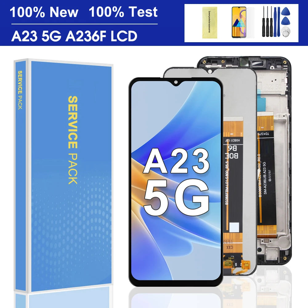 Calidad AAA para Samsung A23 5G A236 A236B A236U pantalla táctil LCD con marco digitalizador montaje para pantalla Samsung A236U1