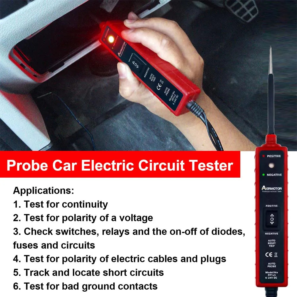 Tester Circuito Voltaje DC Auto/Camión (6V-24V) - Sonda Eléctrica con Display Digital LED (Último Modelo)