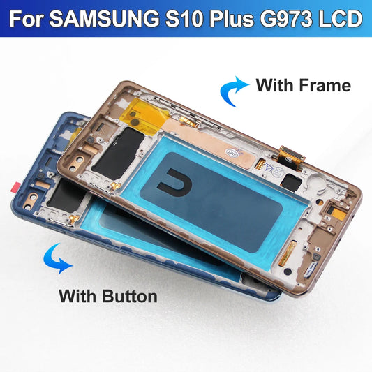 Pantalla con marco para Samsung S10 Plus G975 G975F SM-G975F, pantalla táctil Digital, montaje de pantalla