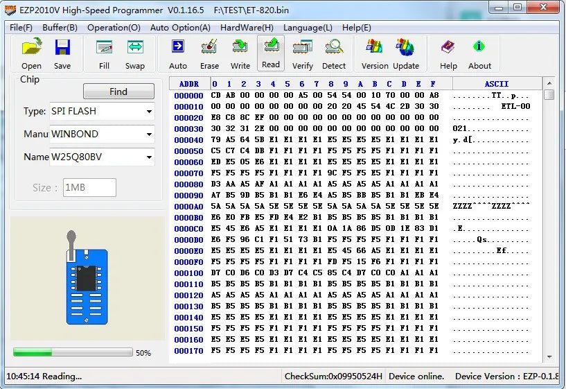 Programador USB SPI Alta Velocidad EZP2010 / EZP2010V Soporta EEPROM 24/25/93, Flash 25 BIOS Chip