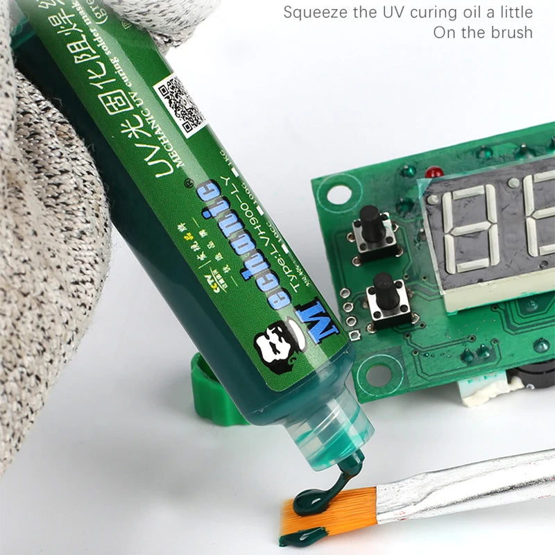 Tinta Máscara Soldadura UV Mechanic (Verde) para PCB BGA (Previene Corrosión/Arcos)