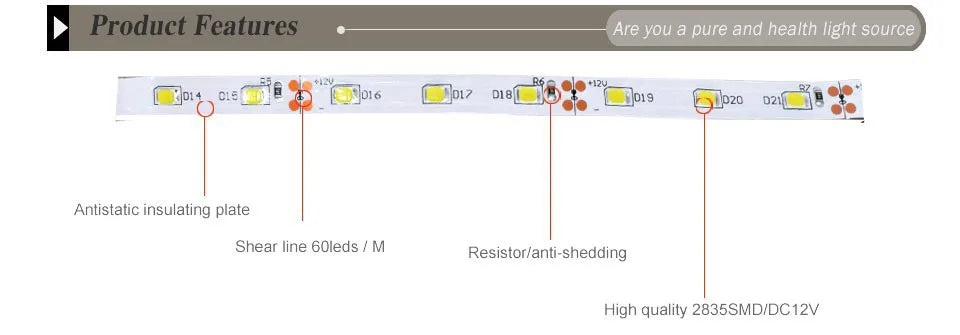 Tira LED 2835 SMD 12V (60 LEDs/m) Alta Luminosidad - Rollo 5 Metros