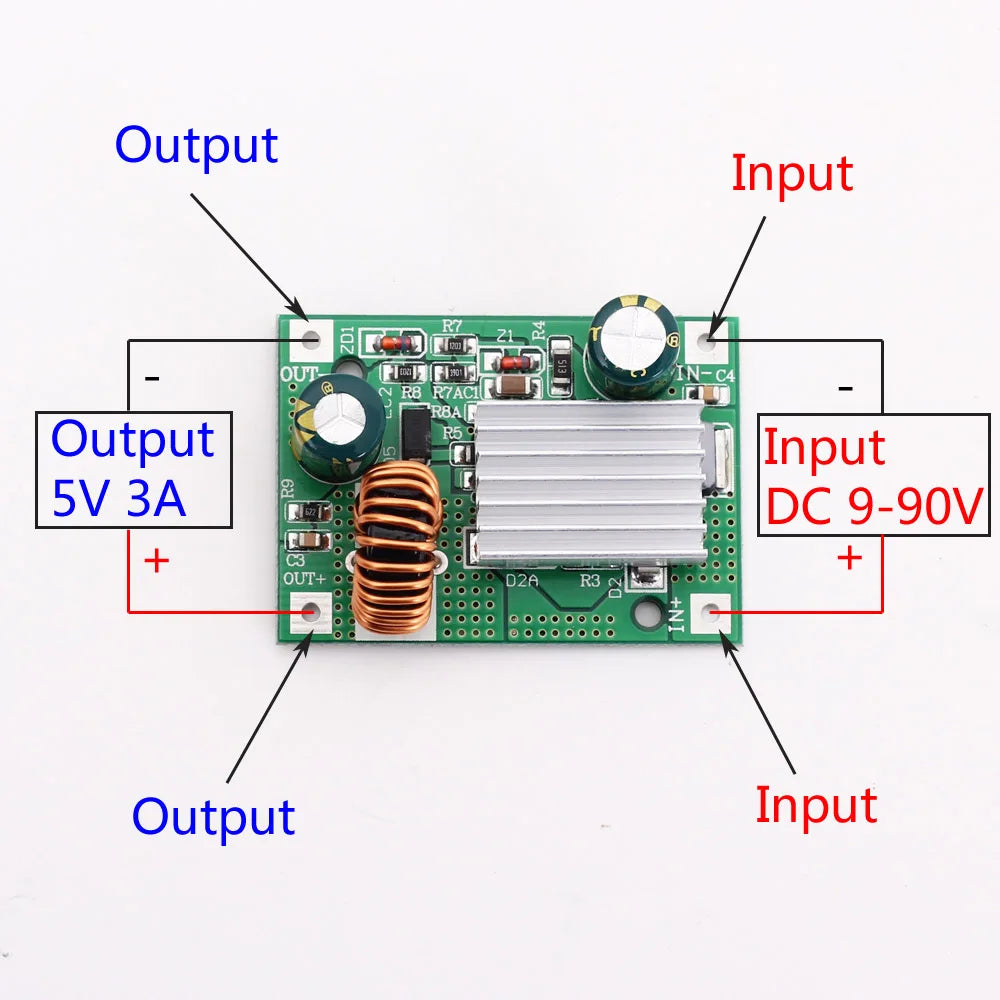 Módulo Convertidor Buck DC 9V-120V a 5V 3A Step-Down (No Boost)