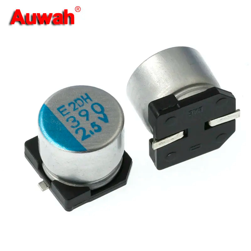 Capacitor Electrolítico Aluminio Polímero Sólido SMD (390uF/560uF, 2.5V, 6.3x6.1mm) Bajo ESR - Pack 20 Unidades