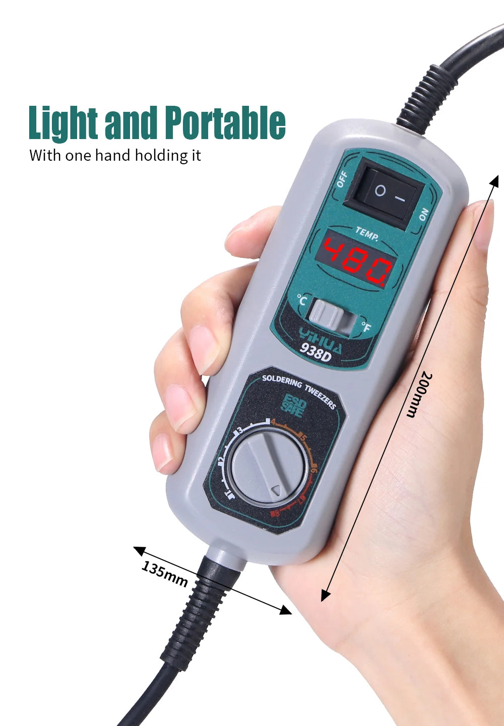 YIHUA 938D Portable Tweezers Soldering Station 110V 220V Soldering Iron Station Chip Desoldering Kit Set SMD Welding Equipment