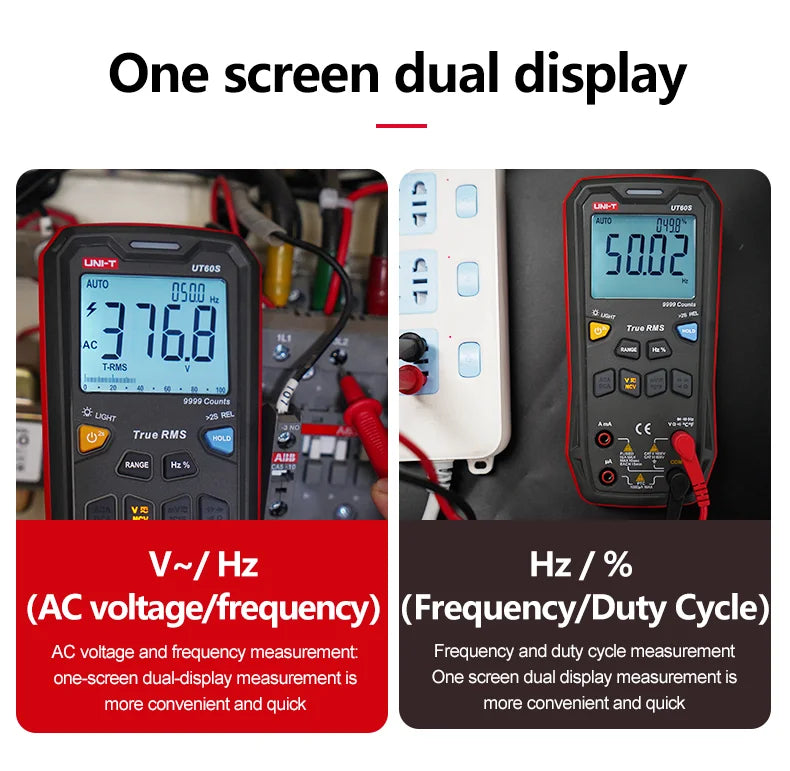 Multímetro Digital Inteligente UNI-T UT60S / UT60BT (Bluetooth) - True RMS, Tester Voltaje 1000V AC/DC, Amperímetro, Frecuencímetro