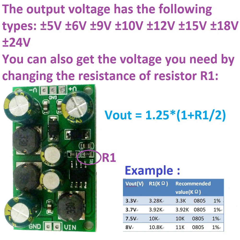 Módulo Convertidor Voltaje DC-DC Buck-Boost Salida Dual Positiva/Negativa (+/- 5V a 24V) 8W 3-24V Input