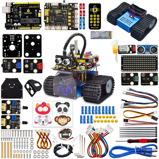 Kit Robot Tanque Inteligente Keyestudio Mini V3.0 (Actualizado) DIY STEM Programable compatible Arduino/Mixly