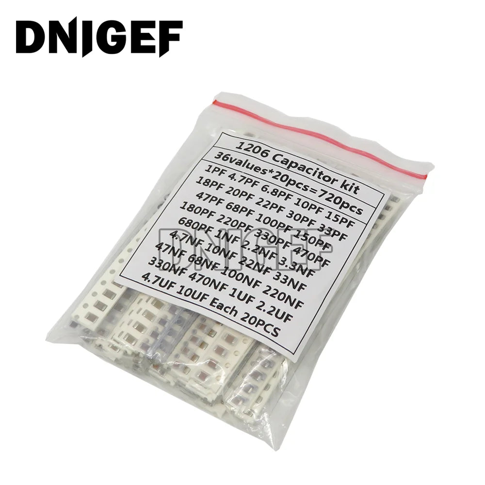 Kit Surtido Capacitor SMD (0603/0805/1206, 1pF-1uF, 16/36/50 Valores) - Pack 320 Piezas