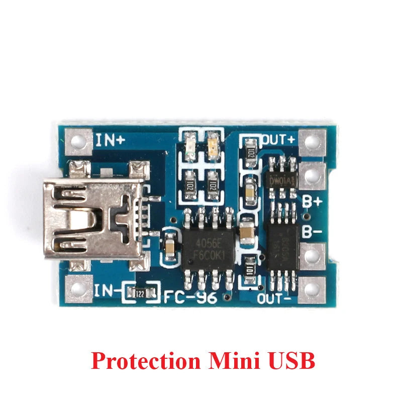 Módulo Carga Batería Litio 18650 5V 1A (USB/MicroUSB/Type-C) Controlador Solar con Protección TP4056