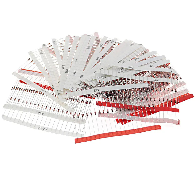 Kit Surtido Diodos Zener (0.5W / 1/2W, 2V-39V, 30 Valores x 20 Unidades) - Pack 600 Piezas