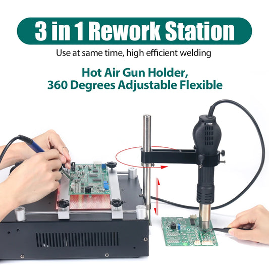 YIHUA 853AAA 1200W Preheating Station PCB Preheater Soldering Station BGA Rework Station Soldering Iron Heat Gun Welding Station