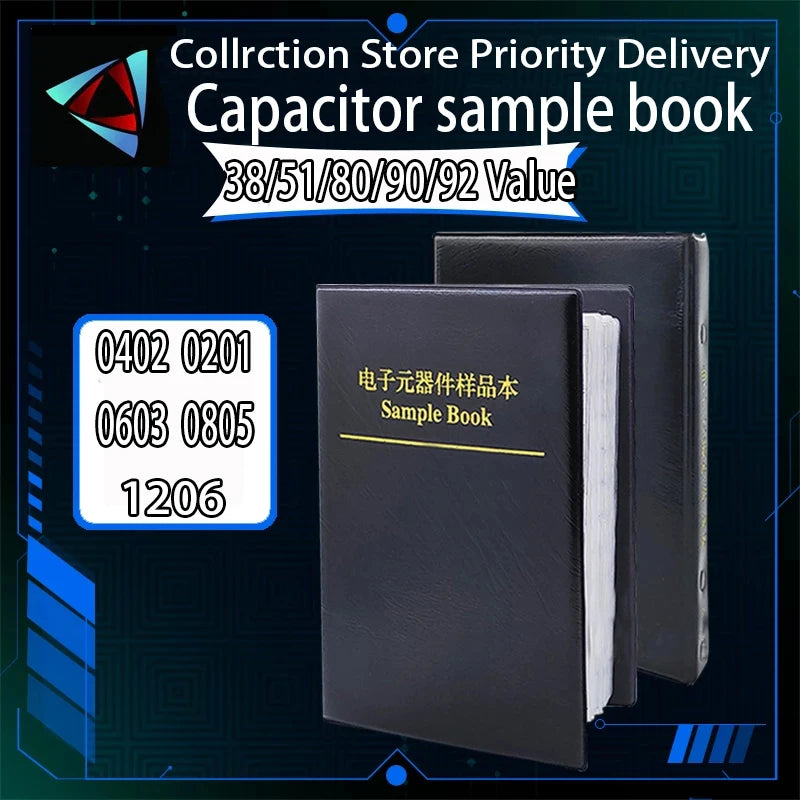 Libro Muestrario Capacitores SMD (0201-1206, 80/90/92 Valores x 25/50 Unidades) Chip Kit Surtido