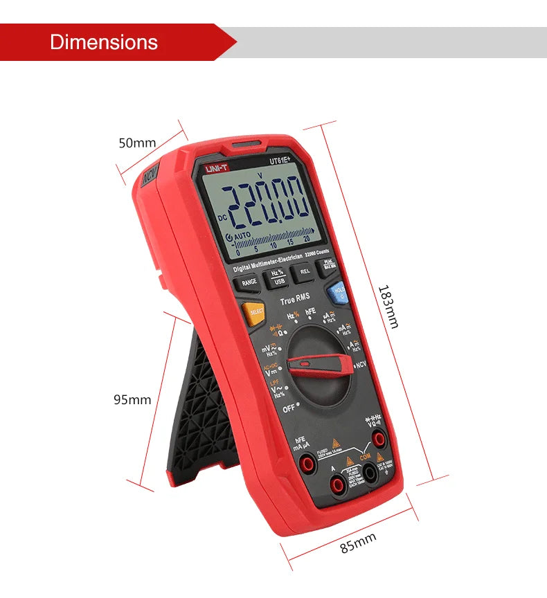 Multímetro Digital Profesional UNI-T UT61E/UT61D/UT61B - Test Capacitancia DC/AC 1000V (60mF/220mF), True RMS, Auto Rango