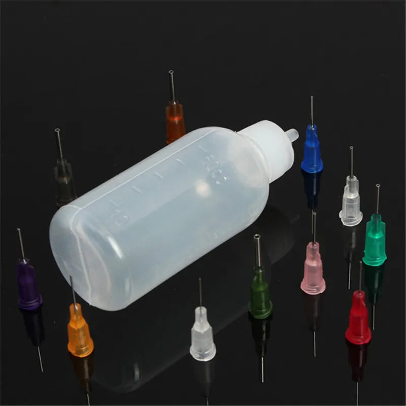 30ml/50ml Transparent Glue Bottle Polyethylene Needle Dispenser Dispensing Bottle for Rosin Solder Flux Paste With 11 Needles