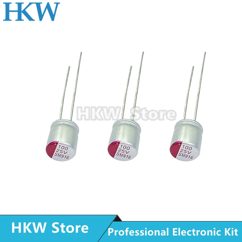 Capacitor Electrolítico Sólido DIP Bajo ESR (100uF-1000uF, 6.3V-50V) - Pack 10 Unidades (Valores Surtidos)