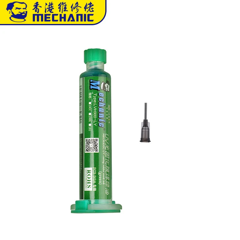 Tinta Máscara Soldadura UV Mechanic (Verde) para PCB BGA (Previene Corrosión/Arcos)