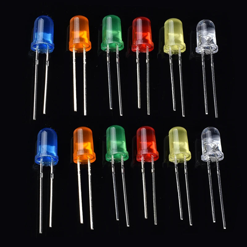Kit Surtido Diodos LED 3mm/5mm (DIP, Rojo/Naranja/Amarillo/Verde/Azul/Blanco) Componentes Electrónicos