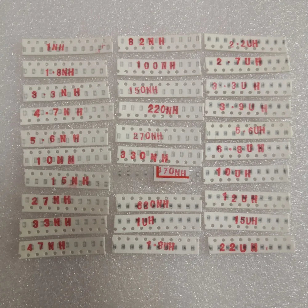 Kit Surtido Inductores SMD 0805 - 30 Valores (1nH a 22uH) x 10 Unidades (Total 300 Piezas)