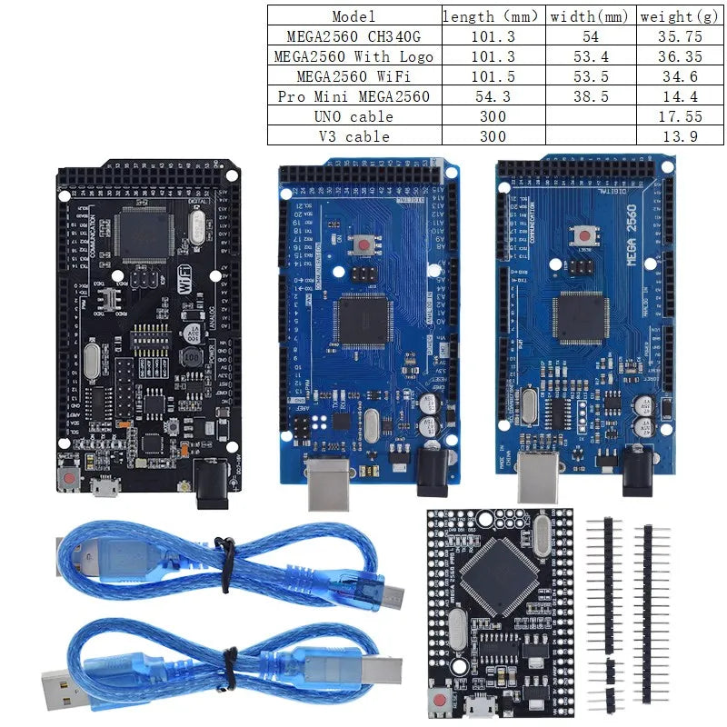 Placa Desarrollo TZT Mega2560 (ATMEGA16U2 / Pro Mini / WiFi R3 ATmega2560 CH340G) compatible Arduino Mega R3 / ESP8266