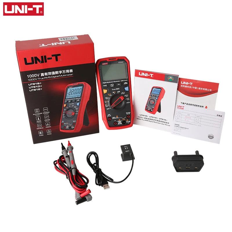 Multímetro Digital Profesional UNI-T UT61E/UT61D/UT61B - Test Capacitancia DC/AC 1000V (60mF/220mF), True RMS, Auto Rango