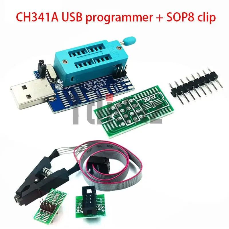 Kit Programador USB CH341A EEPROM/Flash/BIOS con Clip SOIC8, Adaptador 1.8V y ZIF Socket
