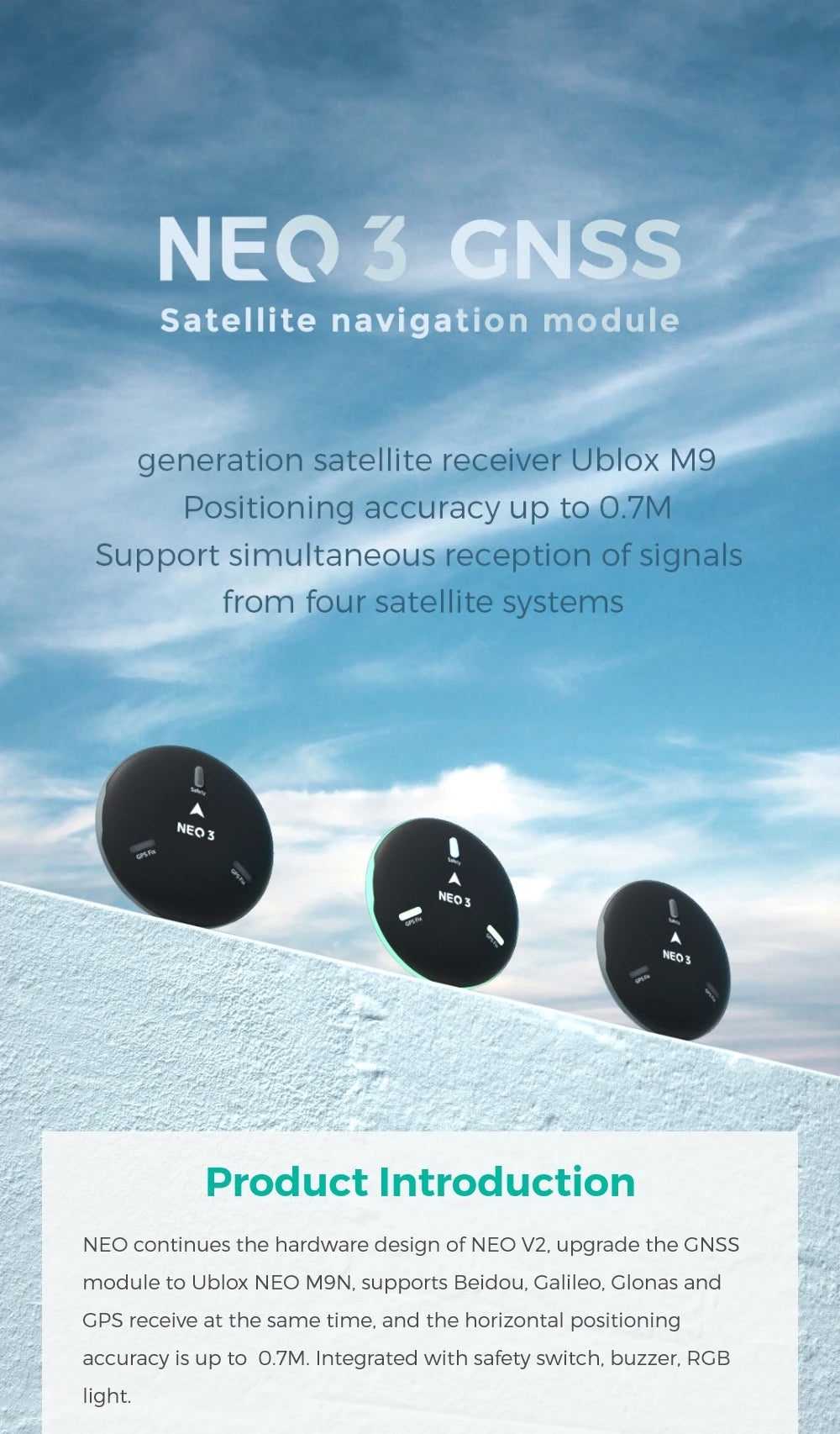 Módulo GNSS GPS CUAV NEO 3 (U-blox M9N) con Compás para Pixhawk (Soporta Ardupilot/PX4 Navegación UAV)