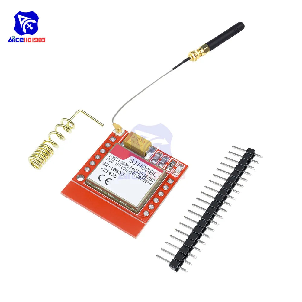 Módulo GSM/GPRS DIYMORE SIM800L Core (Quad-Band, Serial TTL) con Interfaz IPEX, Antena y Ranura Micro SIM para Arduino