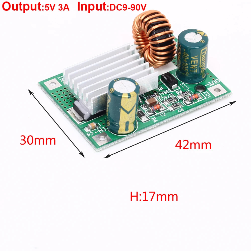Módulo Convertidor Buck DC 9V-120V a 5V 3A Step-Down (No Boost)