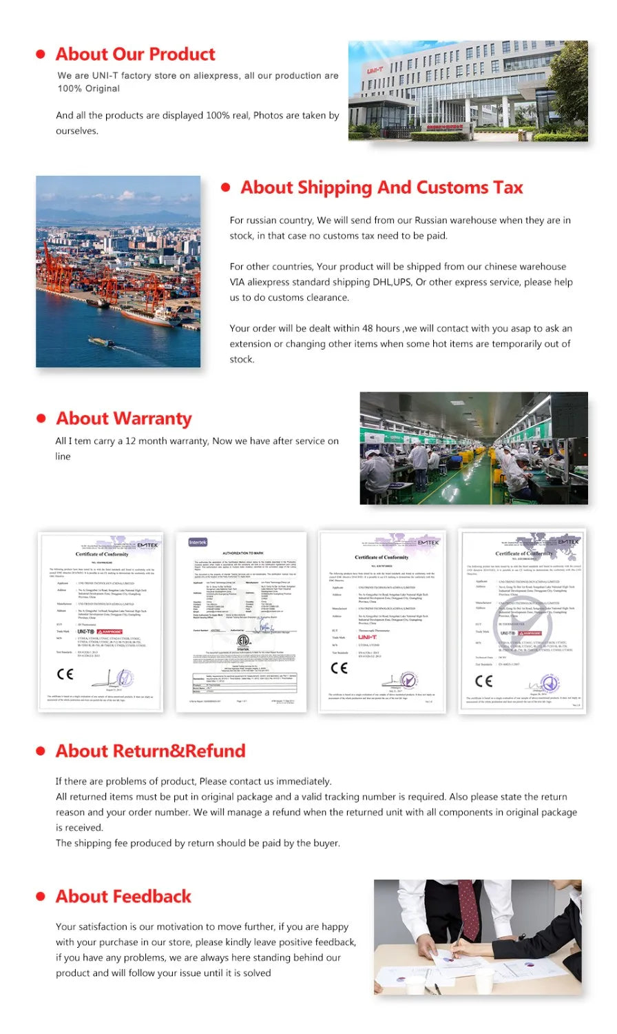 Multímetro Digital Profesional UNI-T UT61E/UT61D/UT61B - Test Capacitancia DC/AC 1000V (60mF/220mF), True RMS, Auto Rango