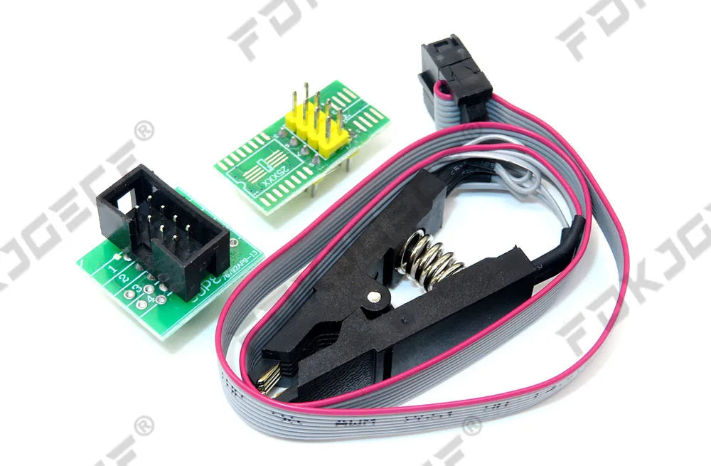 Clip Test SOIC8/SOP8 para Programación In-Circuit EEPROM (93CXX/25CXX/24CXX) + 2 Adaptadores (Versión Actualizada)