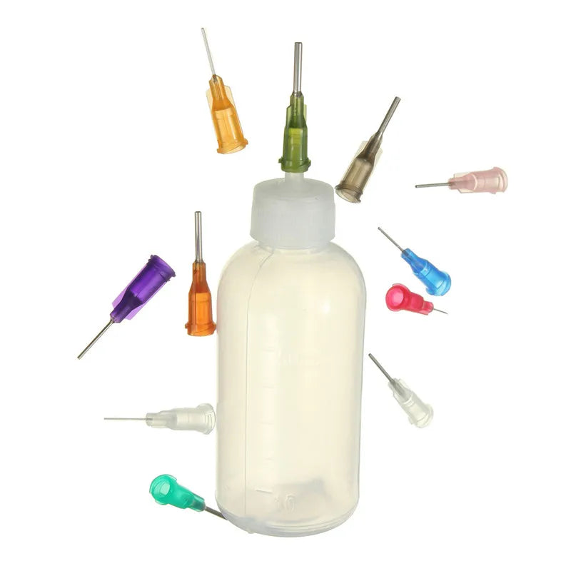 30ml/50ml Transparent Glue Bottle Polyethylene Needle Dispenser Dispensing Bottle for Rosin Solder Flux Paste With 11 Needles