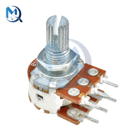 5pcs WH148 B1K B2K B5K B10K B20K B50K B100K B500K 6 pin Shaft Amplifier Dual Stereo Potentiometer 1K 5K 10K 50K 100K 500K 1M Ohm
