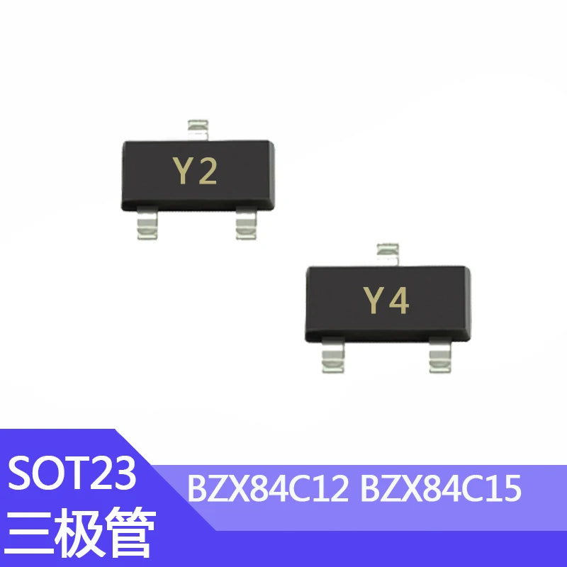 Diodo Zener SMD SOT-23 - Varios Voltajes (12V Y2 / 15V Y4 / 16V / 18V / 20V / 22V) - Lote 100 Piezas