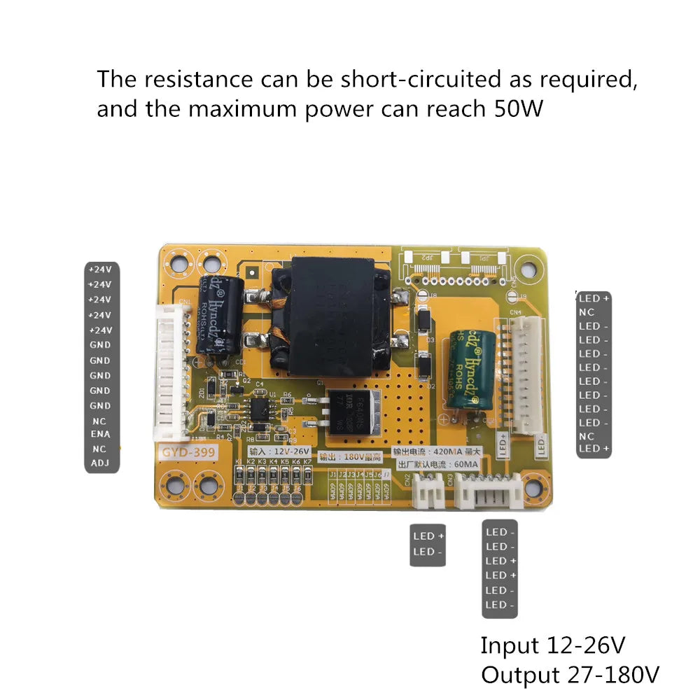 Placa Driver Backlight LED Universal GYD-399 Corriente Constante para TV LCD 26-55" Booster