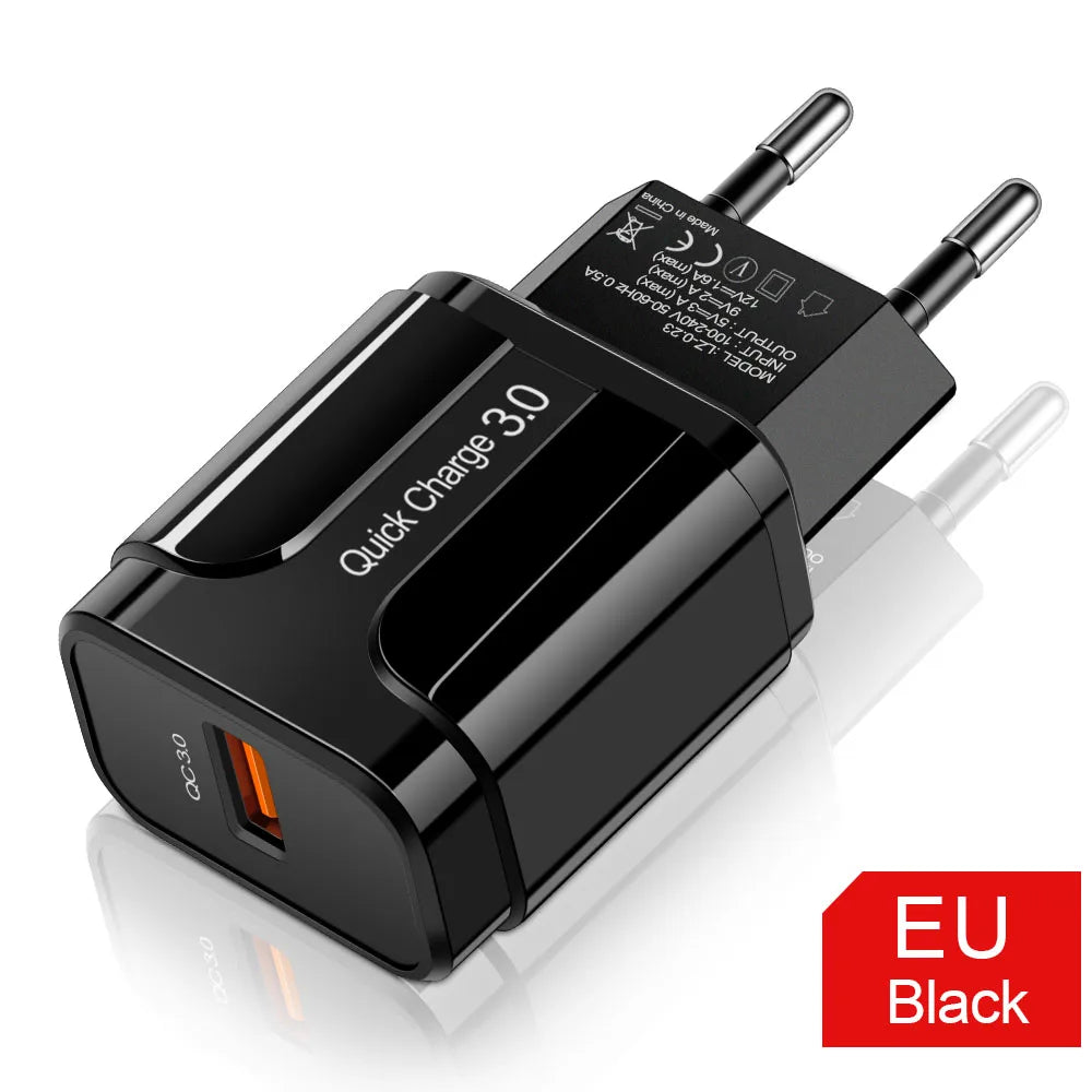 Cargador USB QC 3.0/4.0 (5V 3A) Carga Rápida Universal para Teléfonos Móviles/Tablets iPhone/Xiaomi/Samsung S20